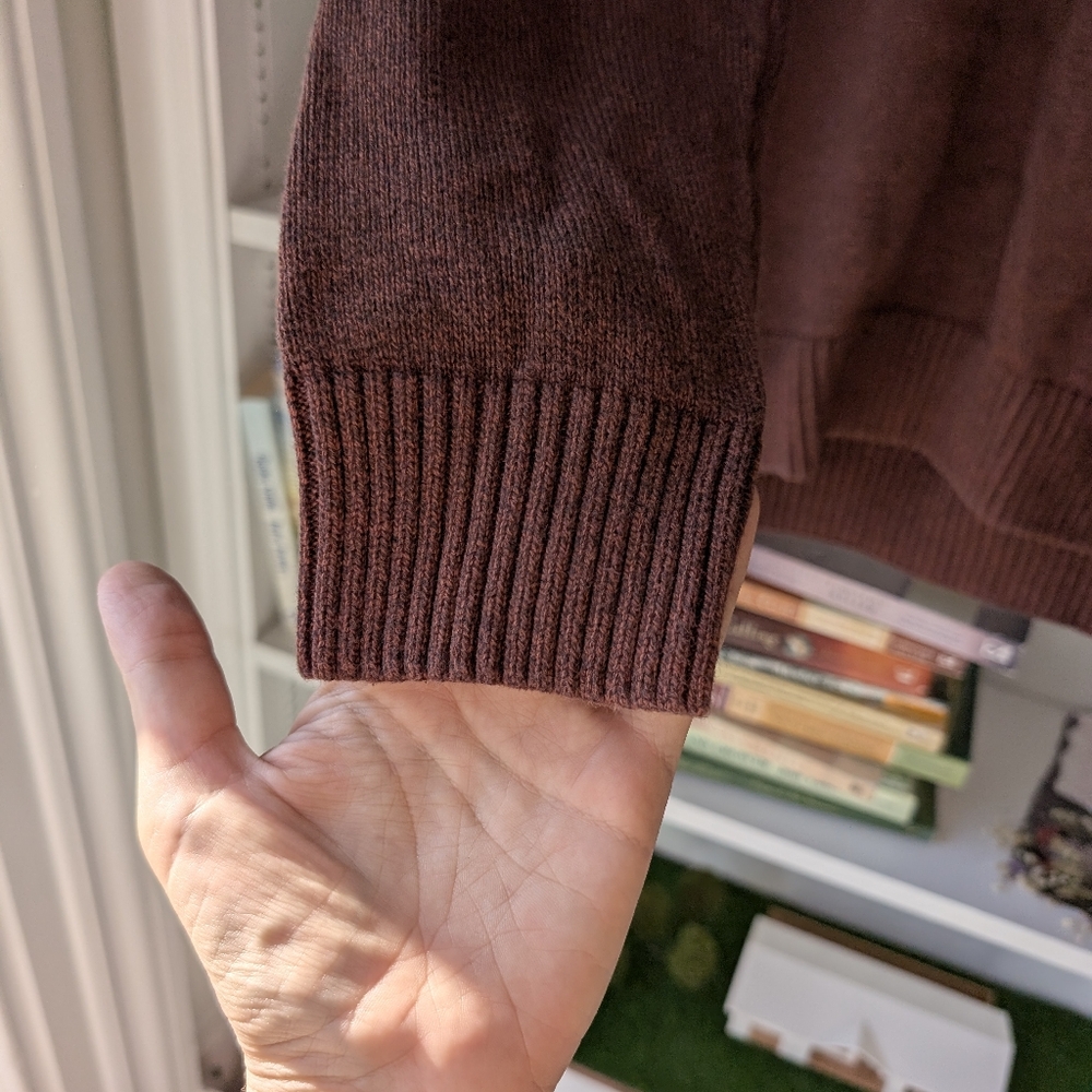 Dockers Men's Brown 100% Cotton 1/4 Zip Pullover Sweater Size Medium - Picture 6 of 7